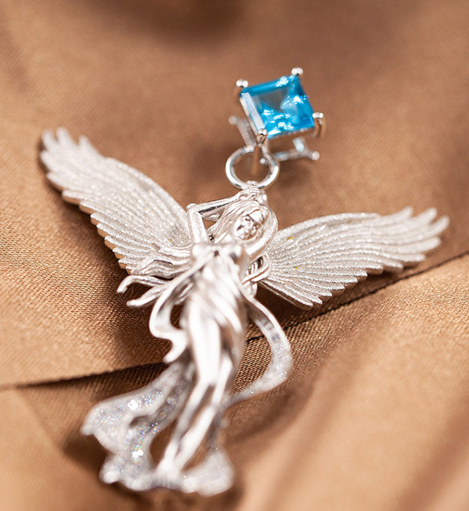 Angel Brooch and Pendant-Natural Topaz