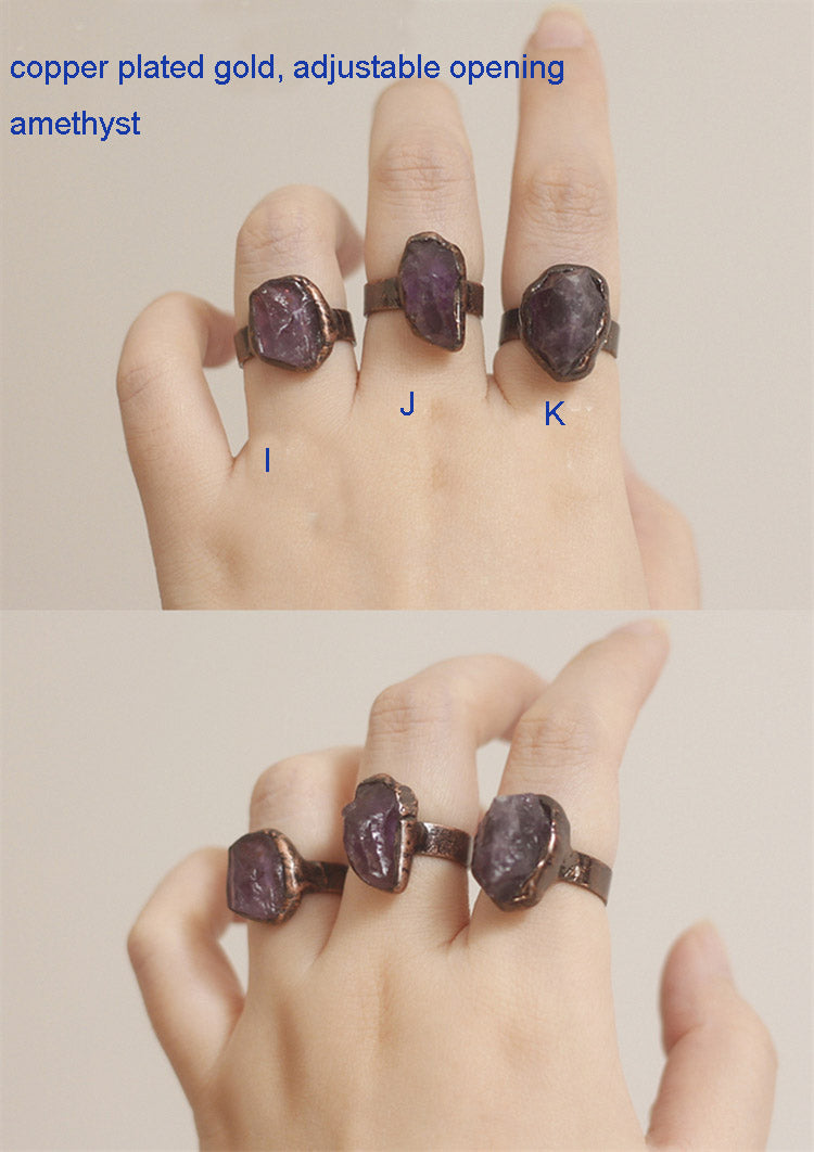 Handmade natural amethyst white crystal agate ring