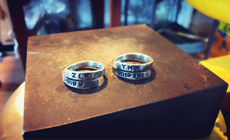 Couple rings Letterable handmade sterling silver