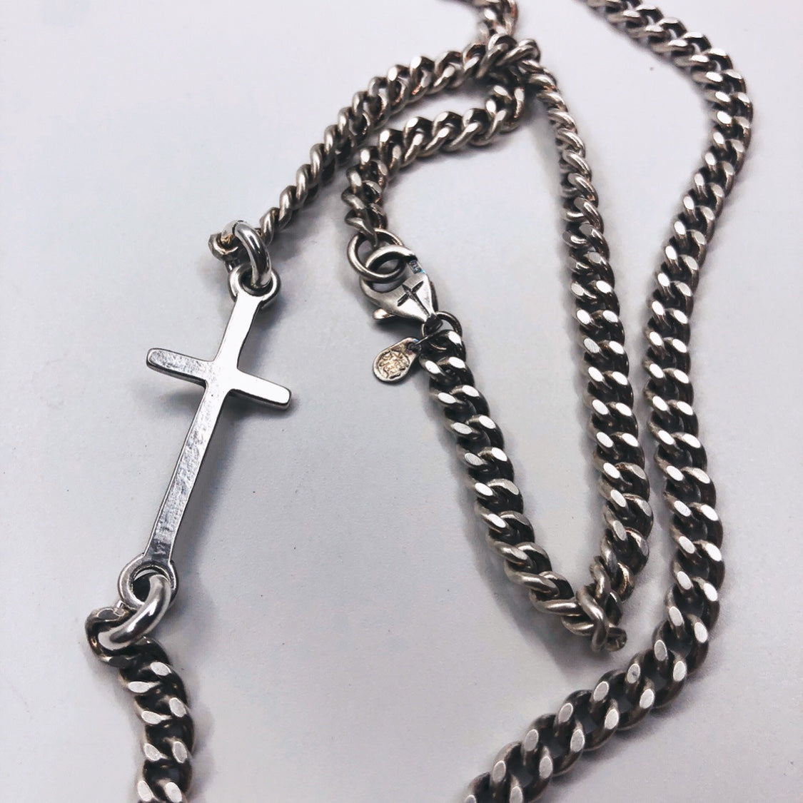 Cross Cuban necklace handmade sterling silver