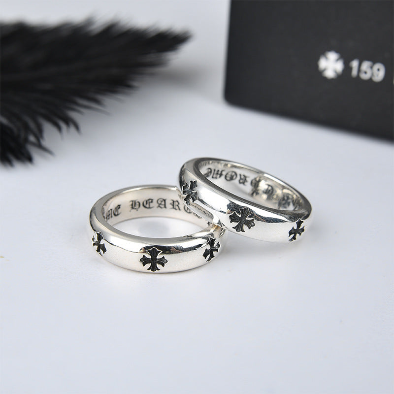 Silver Hip-hop Cross Ring