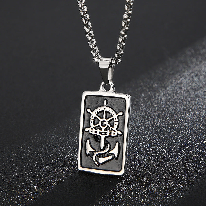 Hip Hop Rectangle Pendant Necklace