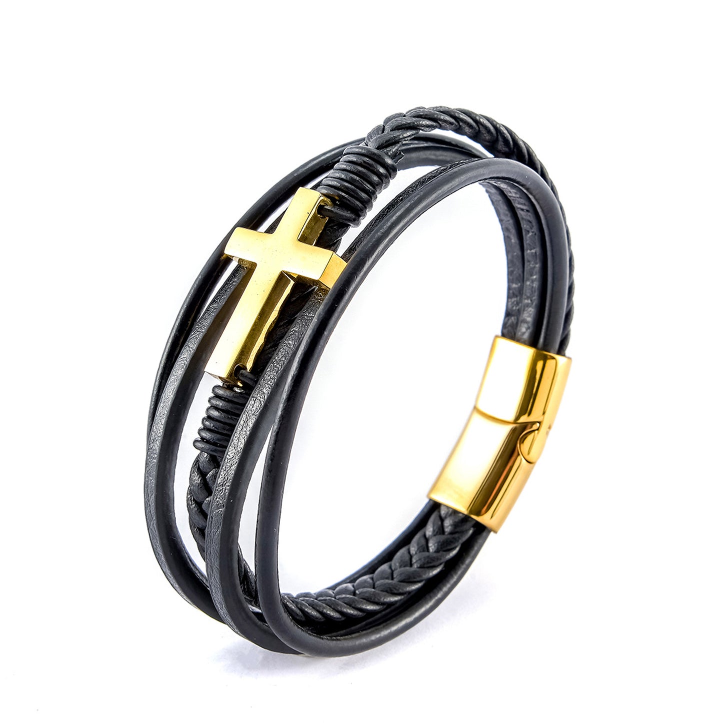 Fashion woven leather bracelet cross