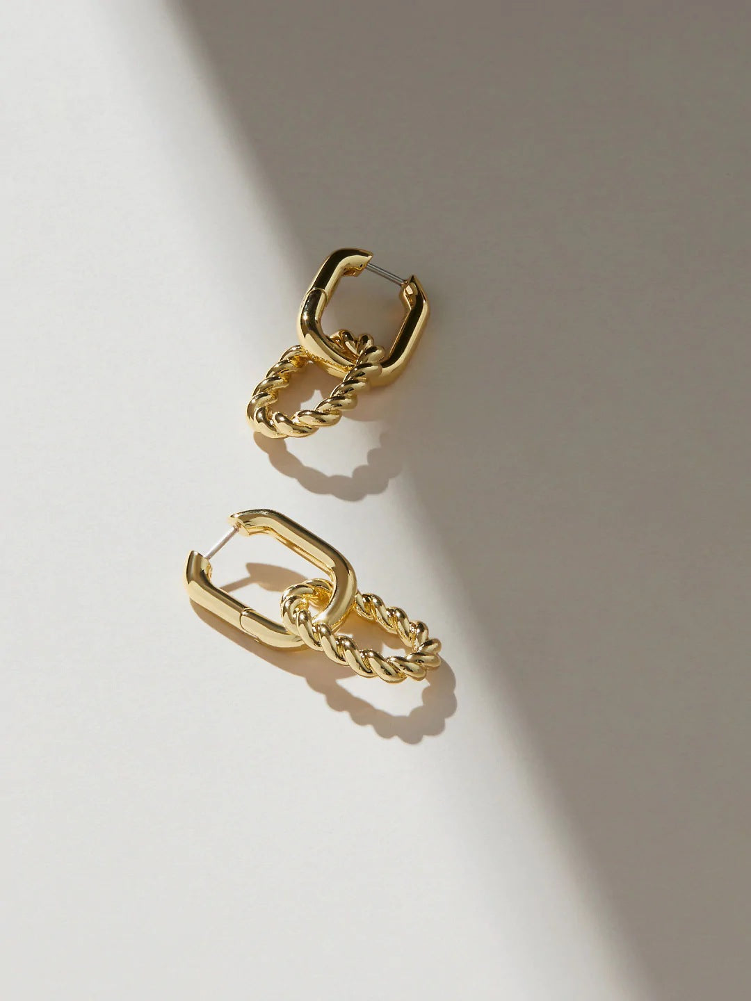 Gold Plated Double Ring Buckle Earrings