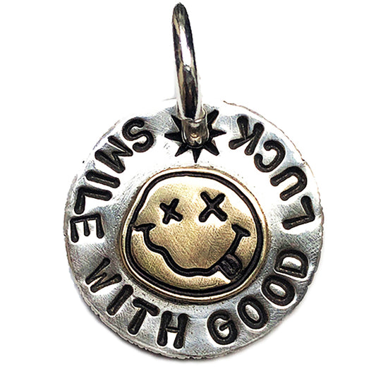 Smiling face necklace pendant sterling silver