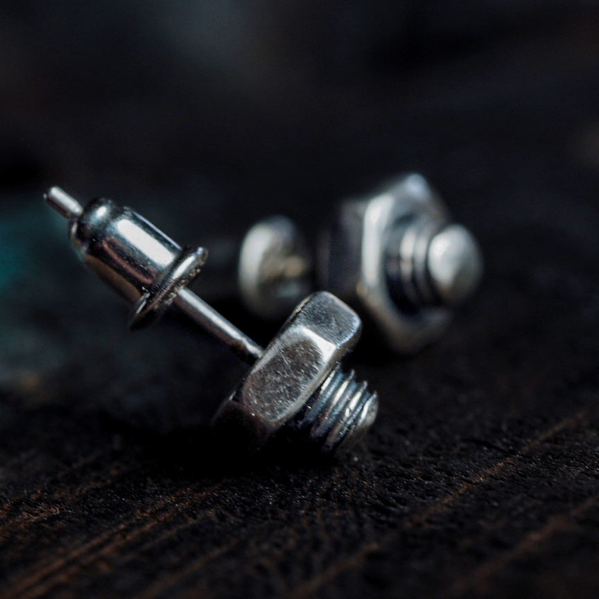 Sterling silver screw earrings handmade