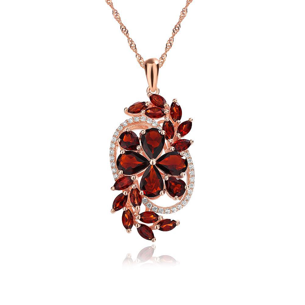 Hand made jewelry garnet flower necklace