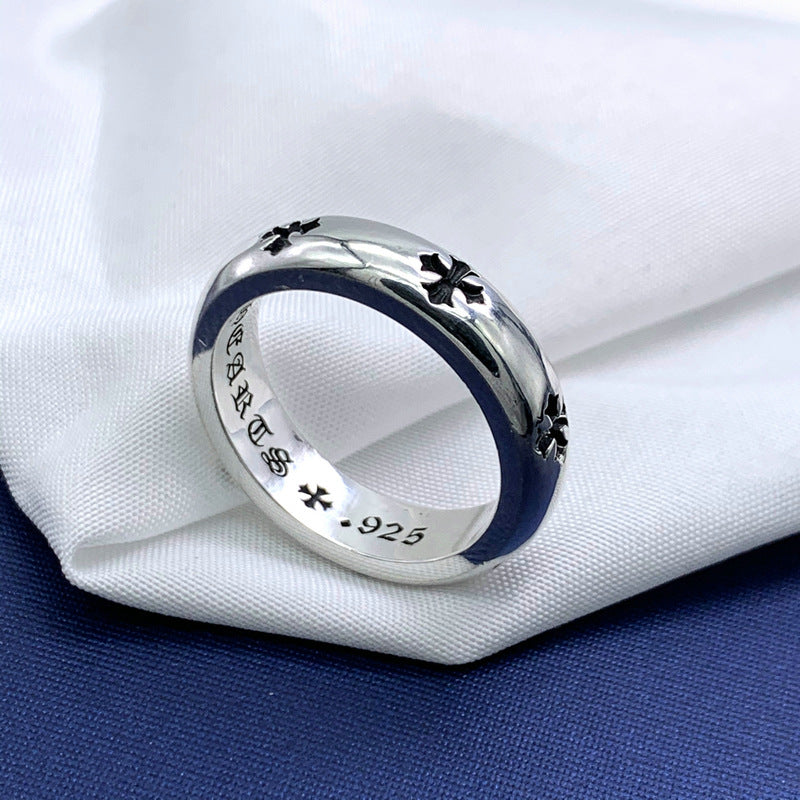 Silver Hip-hop Cross Ring