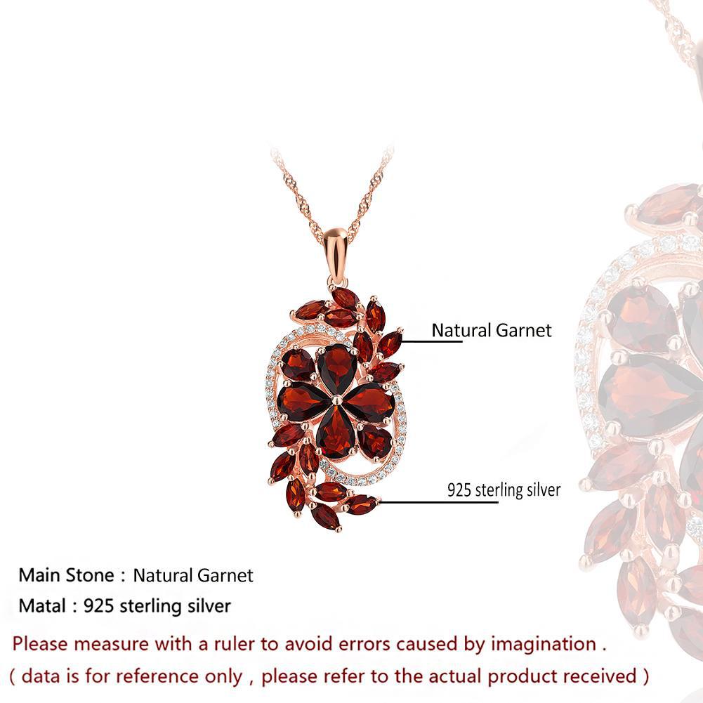 Hand made jewelry garnet flower necklace