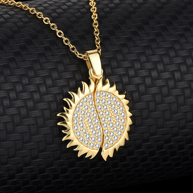 Sun God Necklace Pendant Sterling silver plated with 18K gold