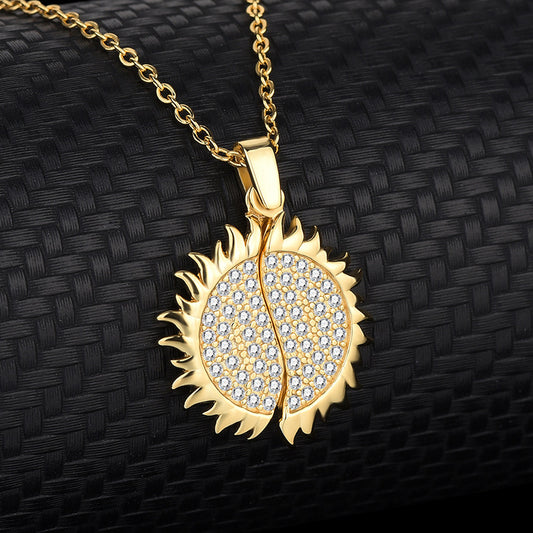 Sun God Necklace Pendant Sterling silver plated with 18K gold