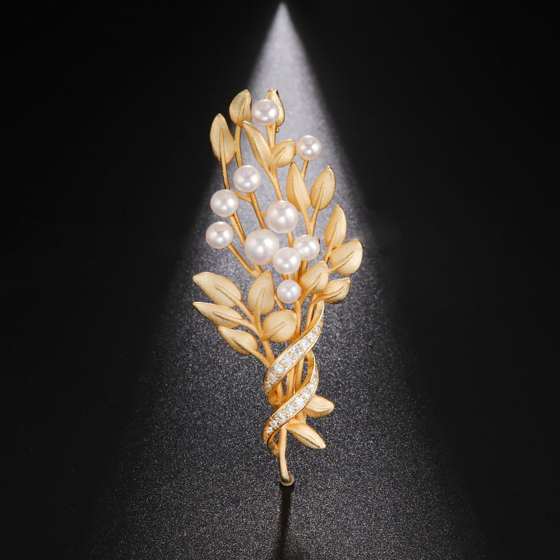 Natural pearl gold-plated brooch pendant dual-use