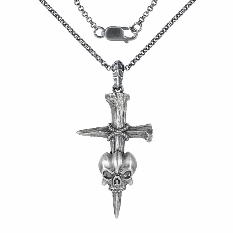 Hip-hop Cross Skeleton Pendant Necklace