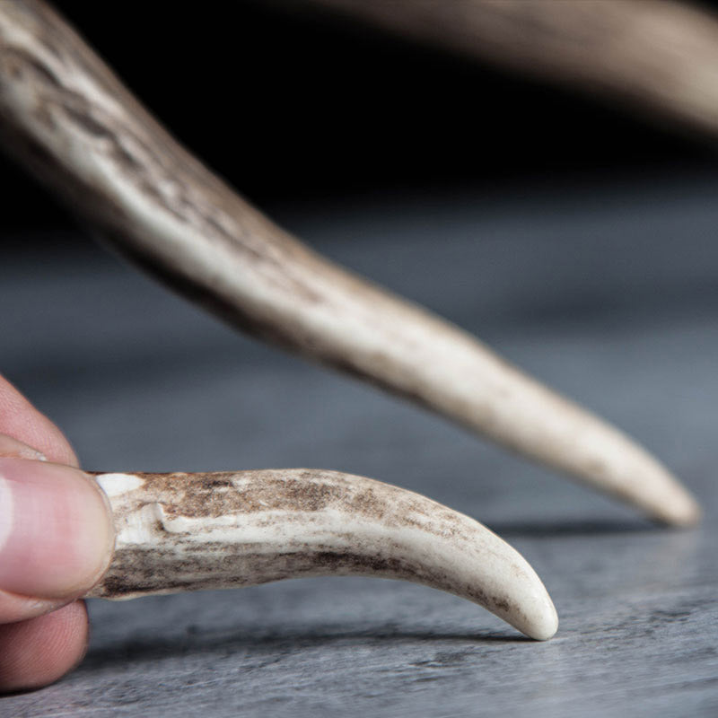 Natural deer horn pendant cowleather necklace handmade