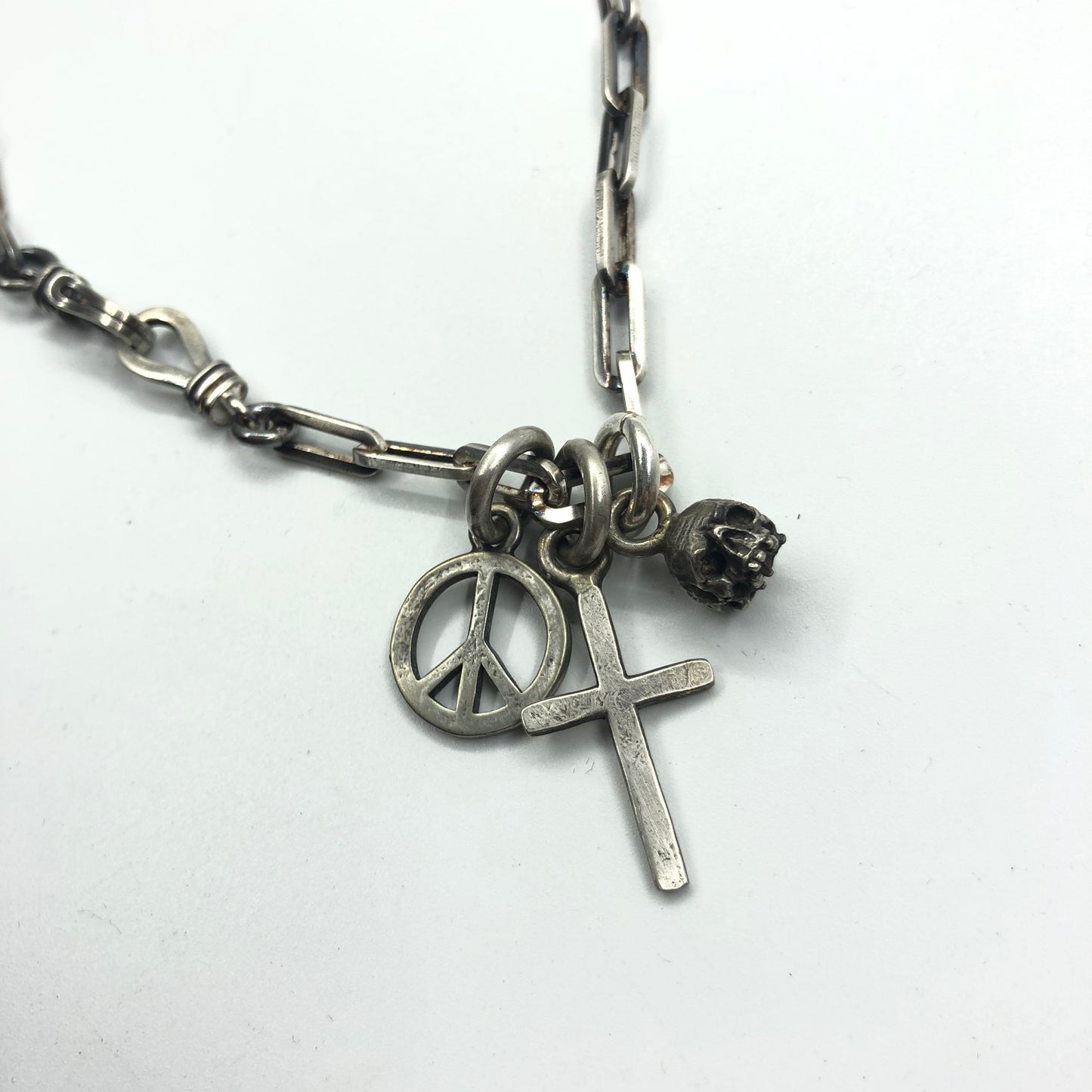 Skull and Cross Sterling Silver Necklace Handmade