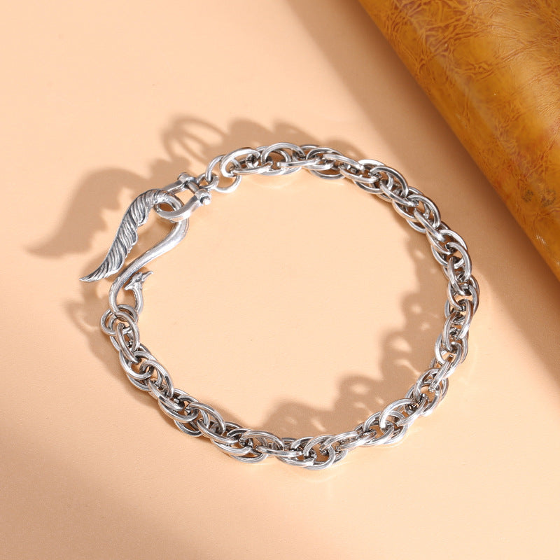 Woven hip hop bracelet silver plated