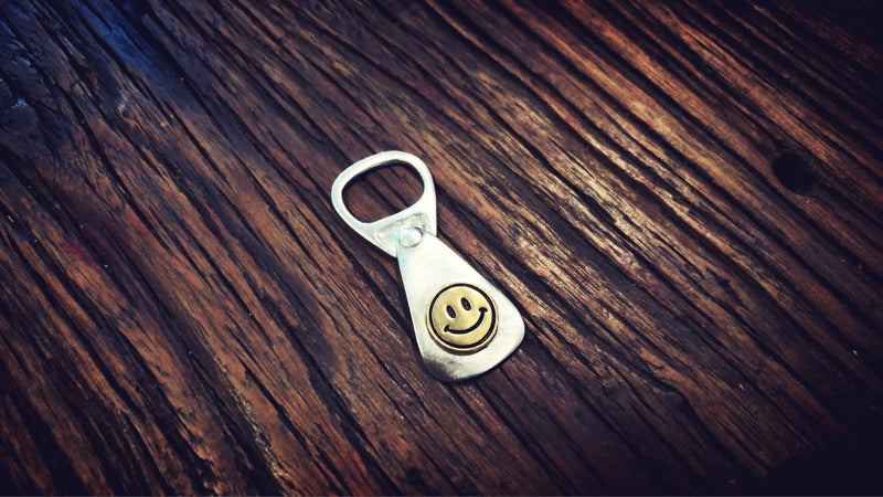 Smiling face Cans pull ring pendant sterling silver