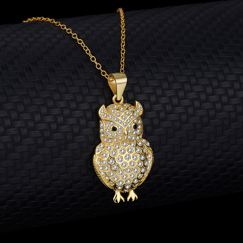 Owl pendant necklace with diamonds