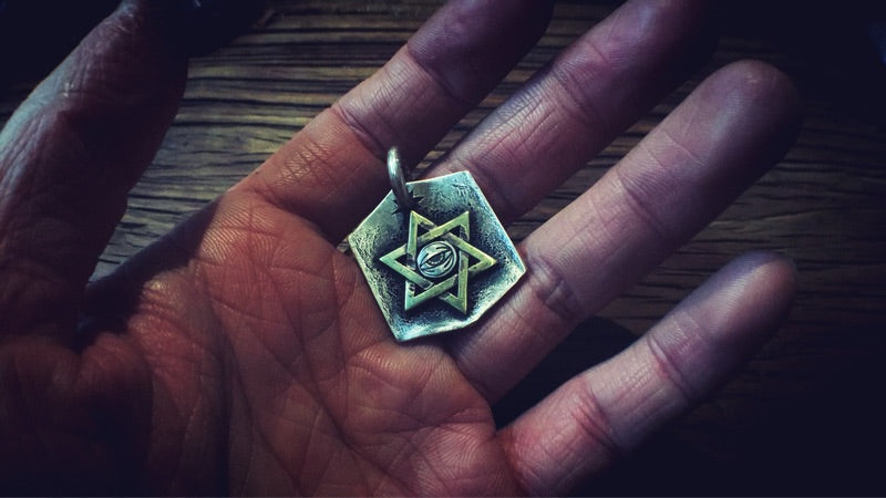 Eye Hexagram sterling silver pendant handmade