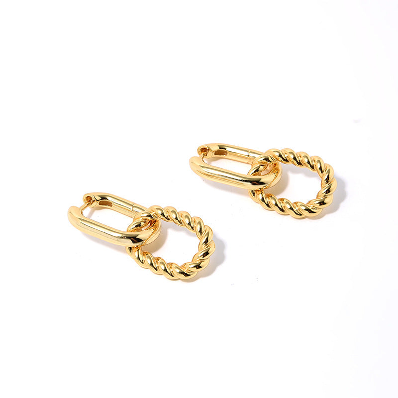 Gold Plated Double Ring Buckle Earrings