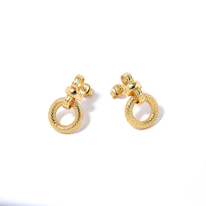 Round Pendant Earrings-golden