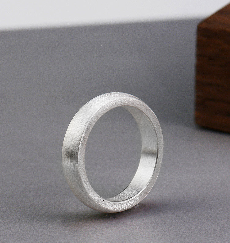 Curved plain sterling silver couple ring handmade