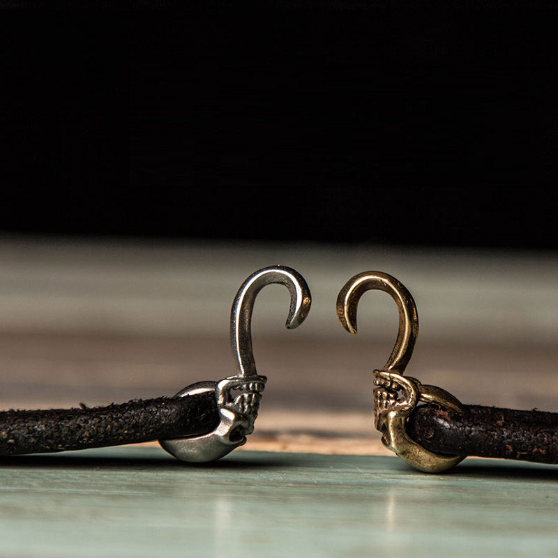 Handmade skull cowleather bracelet