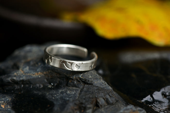 Handmade silver gingko leaf ring