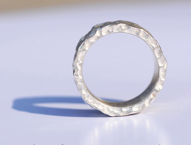 Sterling silver ring Handmade hammering