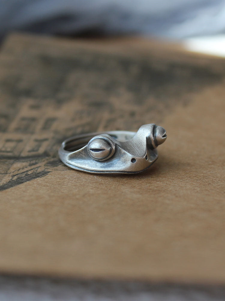 Silver Frog open ring