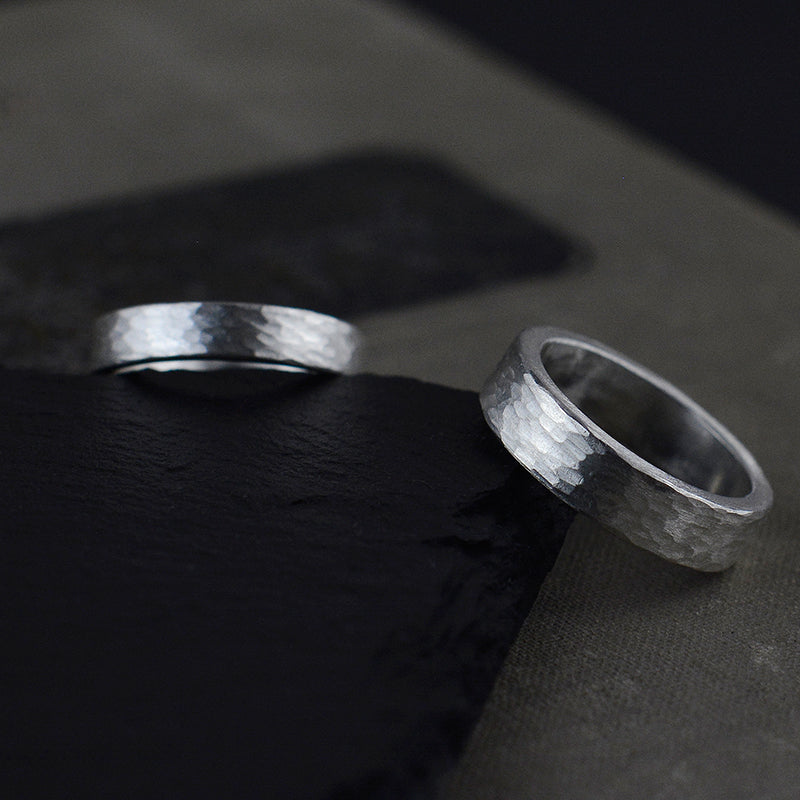 Hammer Thickened Sterling Silver Ring