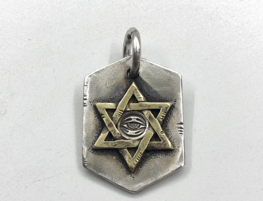 Eye Hexagram sterling silver pendant handmade