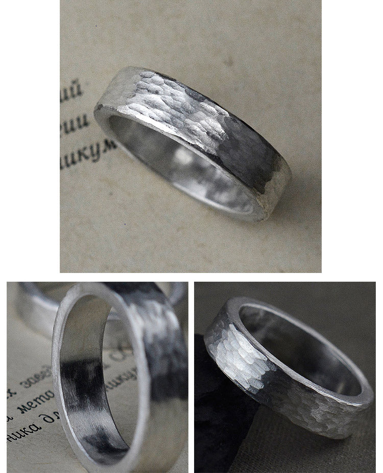 Hammer Thickened Sterling Silver Ring