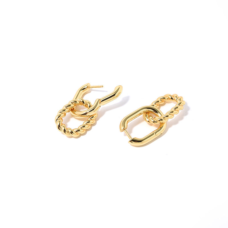 Gold Plated Double Ring Buckle Earrings