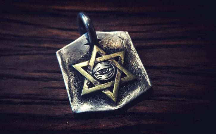 Eye Hexagram sterling silver pendant handmade