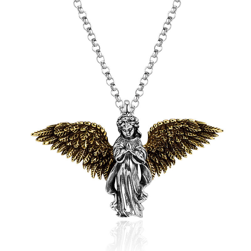 Hip Hop Angel Wings Pendant Necklace