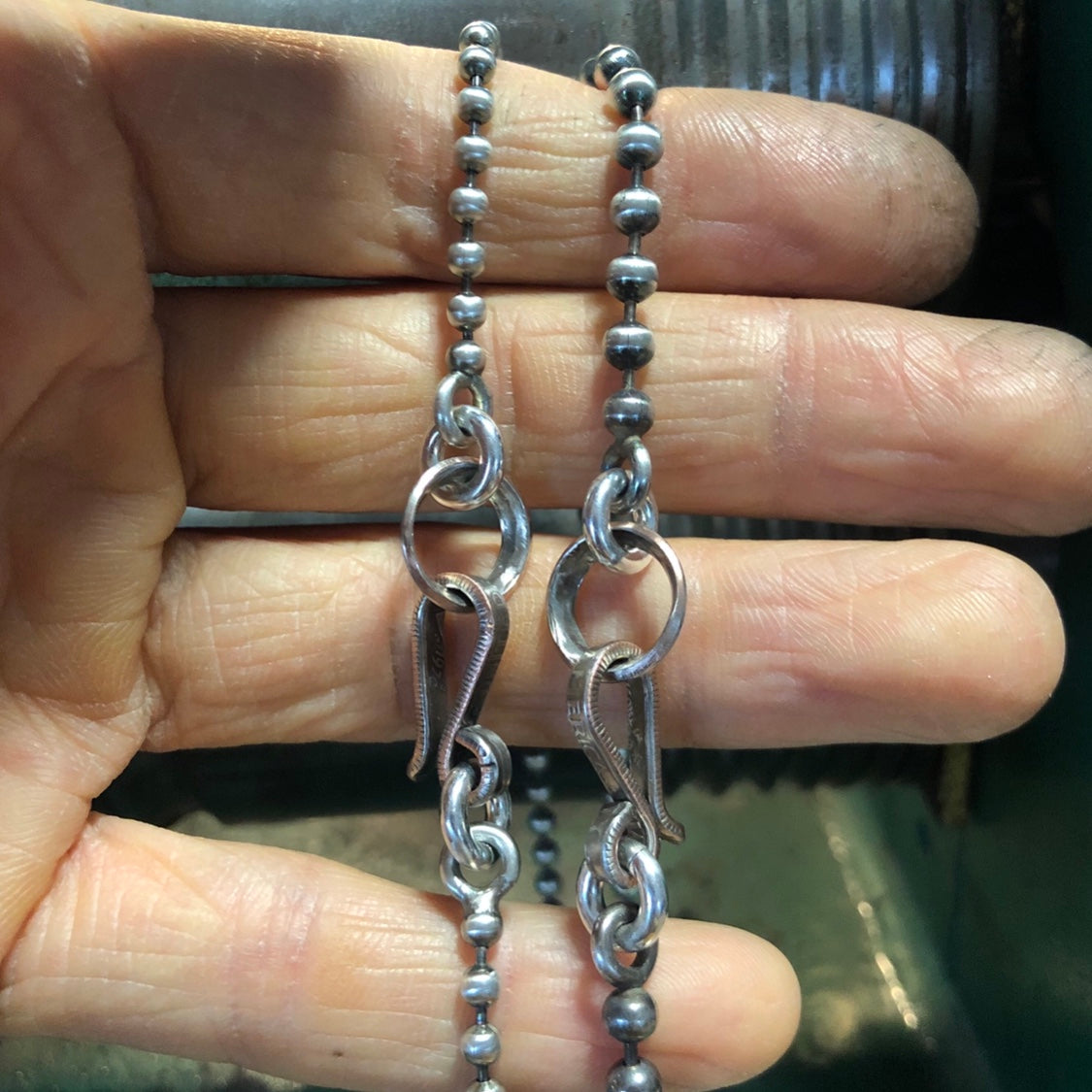 Handmade silver bead chain necklace