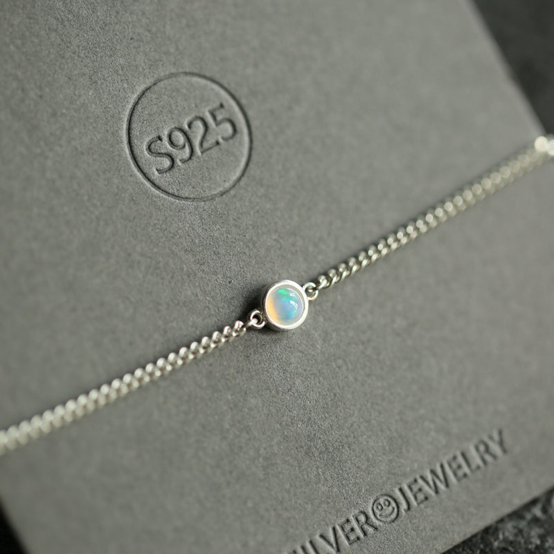 Natural Opal Inlaid Sterling Silver Bracelet