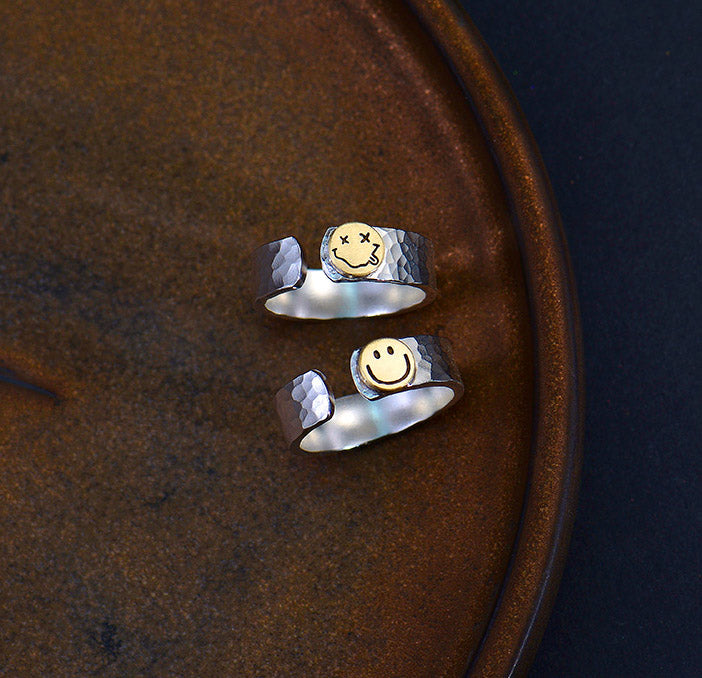 Smiling Face Ring sterling silver handmade