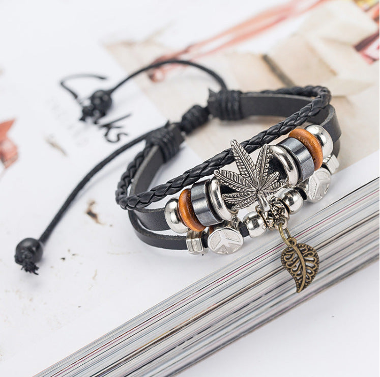 Woven leather bracelet