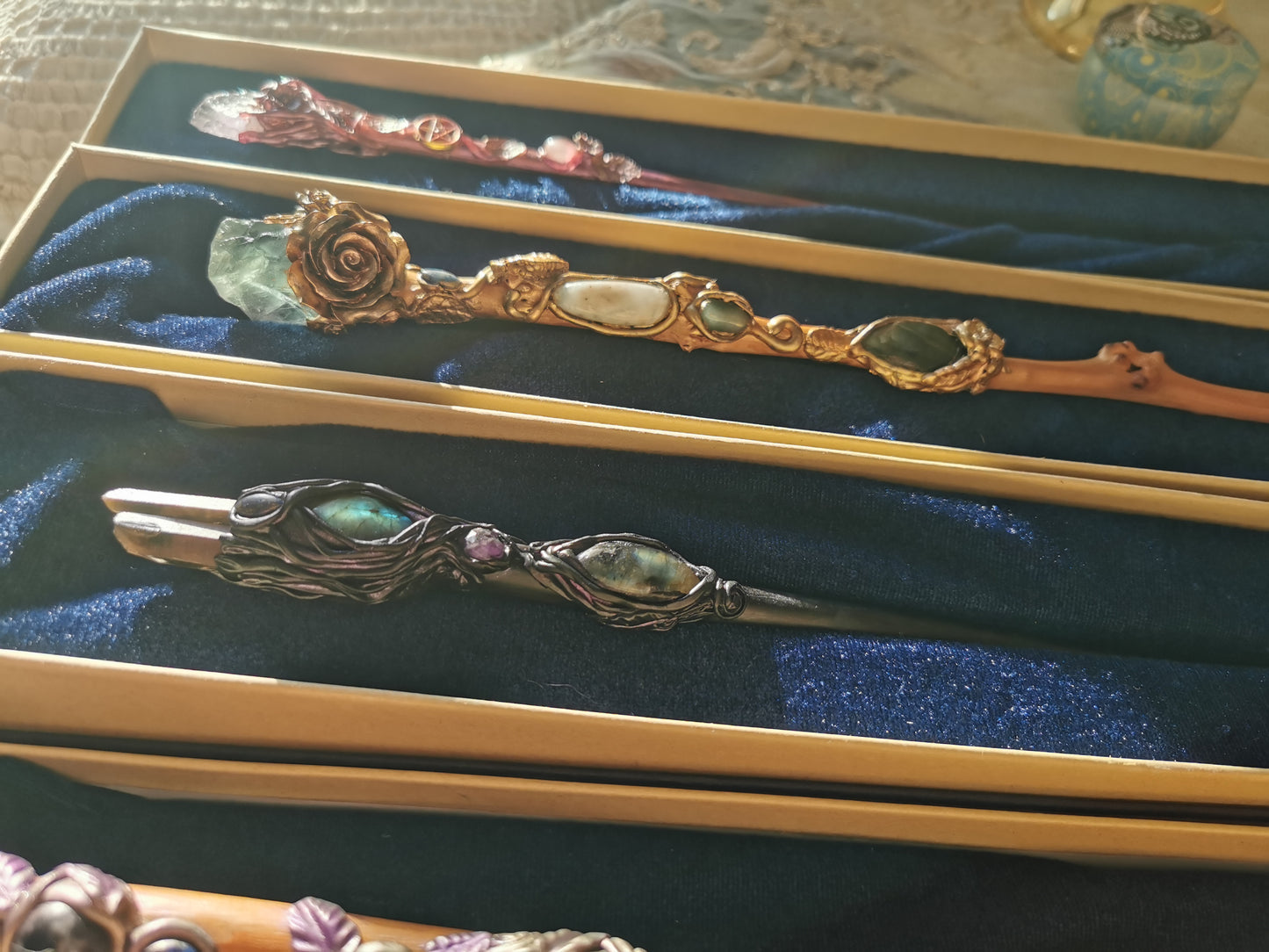 Magic Wand-Natural crystal solid wood Wearable handmade