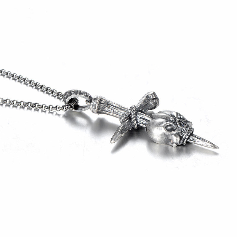 Hip-hop Cross Skeleton Pendant Necklace