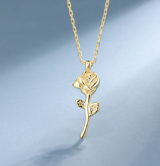 Gold-plated rose necklace