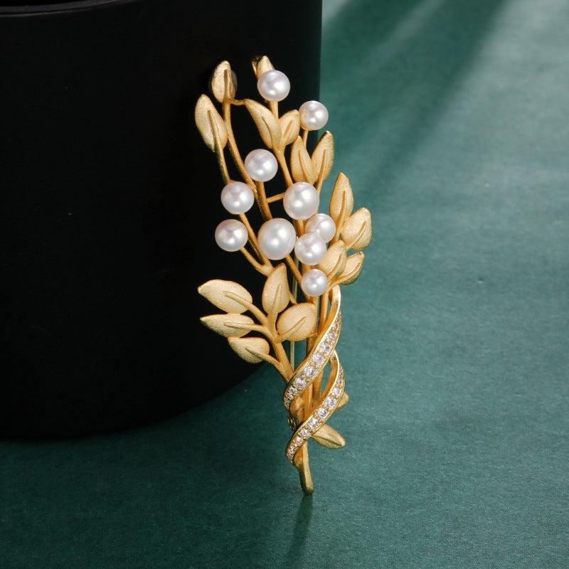 Natural pearl gold-plated brooch pendant dual-use