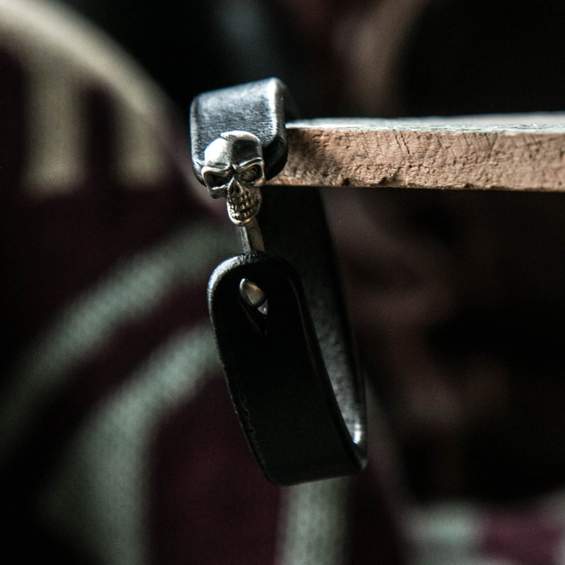 Handmade skull cowleather bracelet