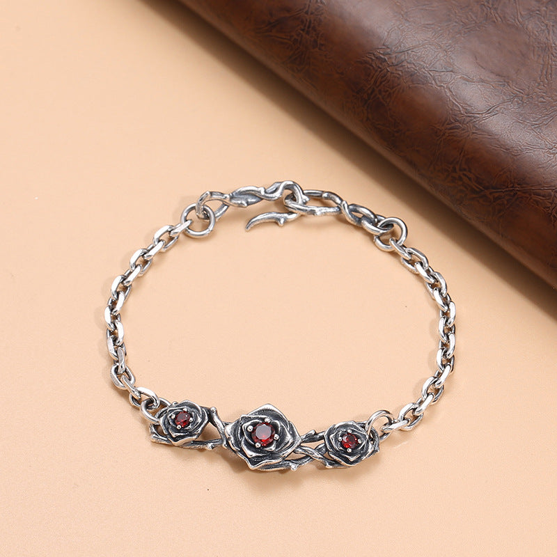 Silver Plated Rose Bracelet