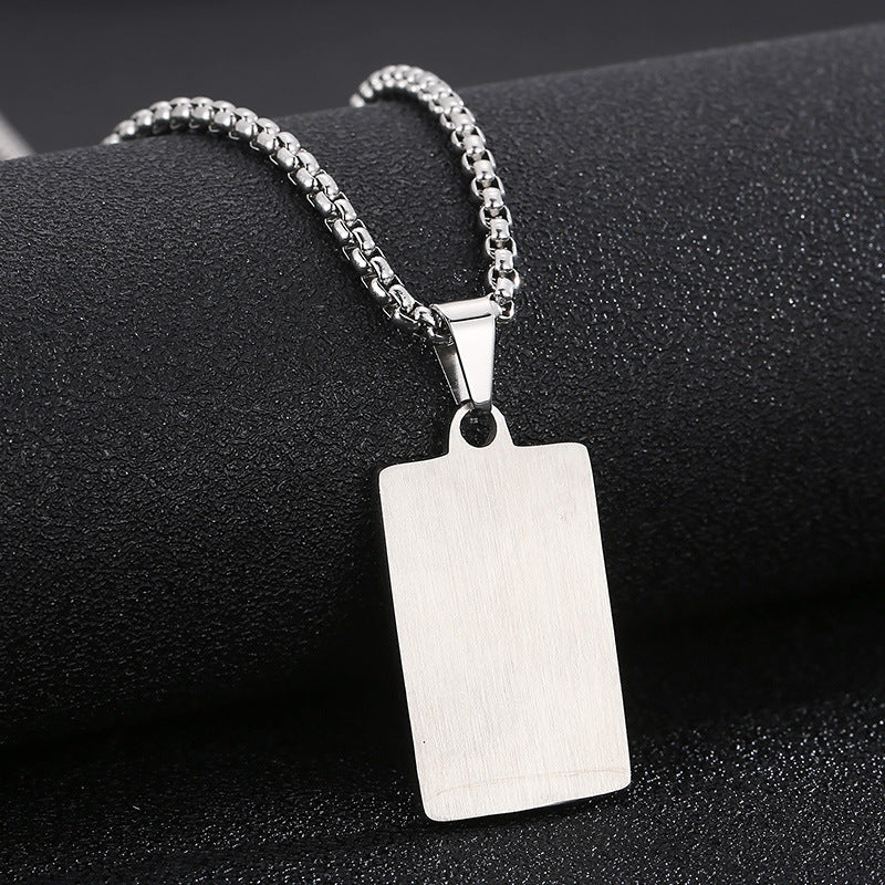 Hip Hop Rectangle Pendant Necklace