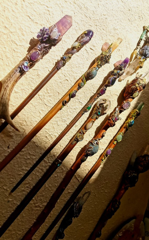 Magic Wand-Natural crystal solid wood Wearable handmade