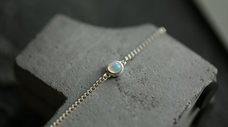 Natural Opal Inlaid Sterling Silver Bracelet