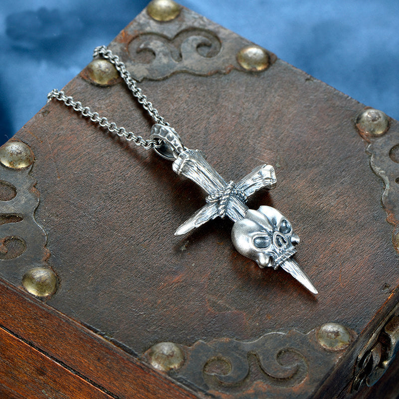 Hip-hop Cross Skeleton Pendant Necklace